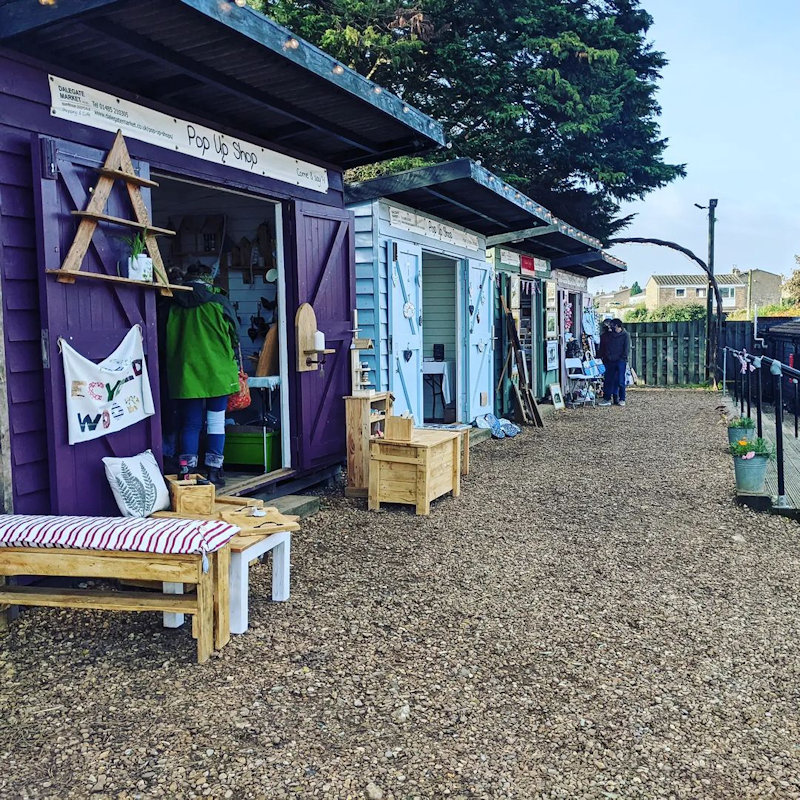 Looking into one of the pop up shops, you can see the slatwall - Pop Up Shops at Dalegate Market, Burnham Deepdale, Norfolk, PE31 8FB, England, United Kingdom, UK